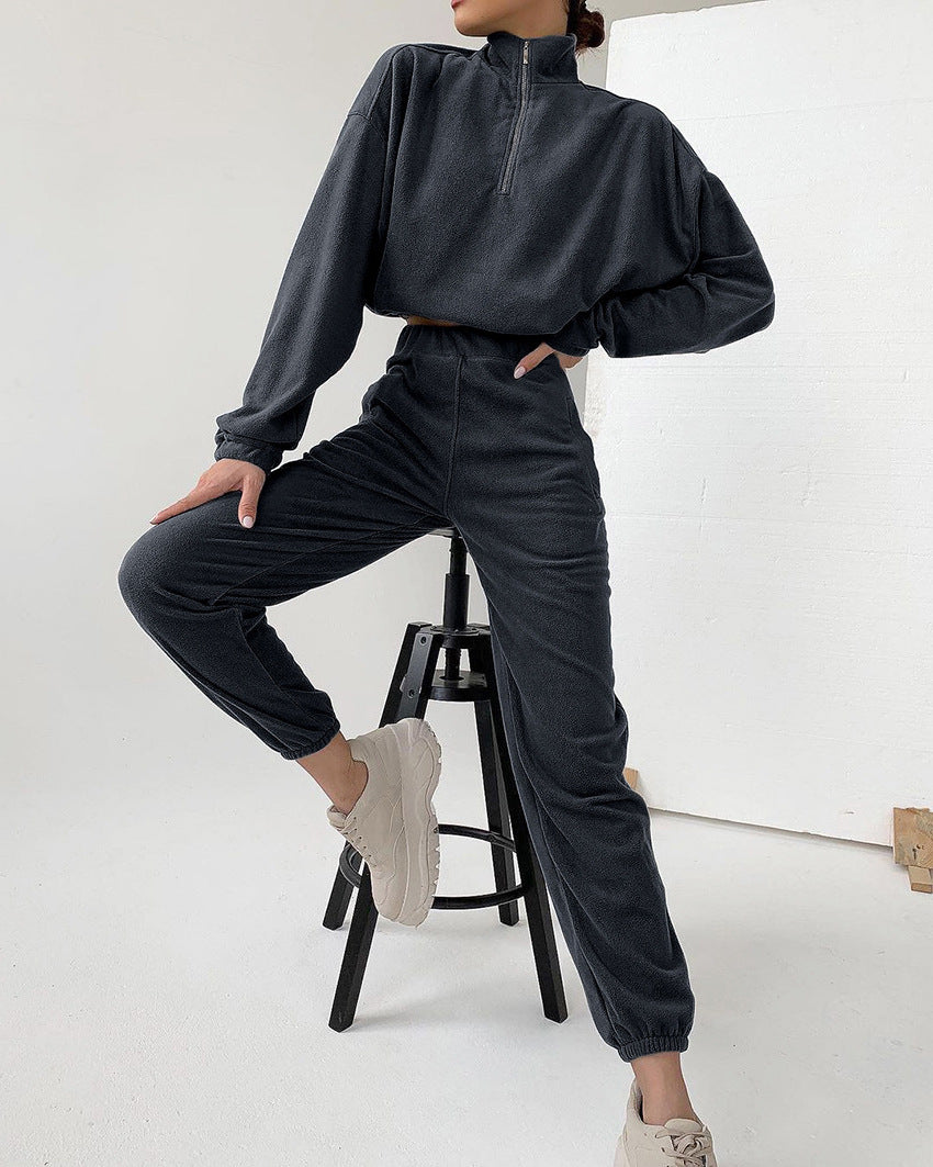 Casual two-piece winter fleece set