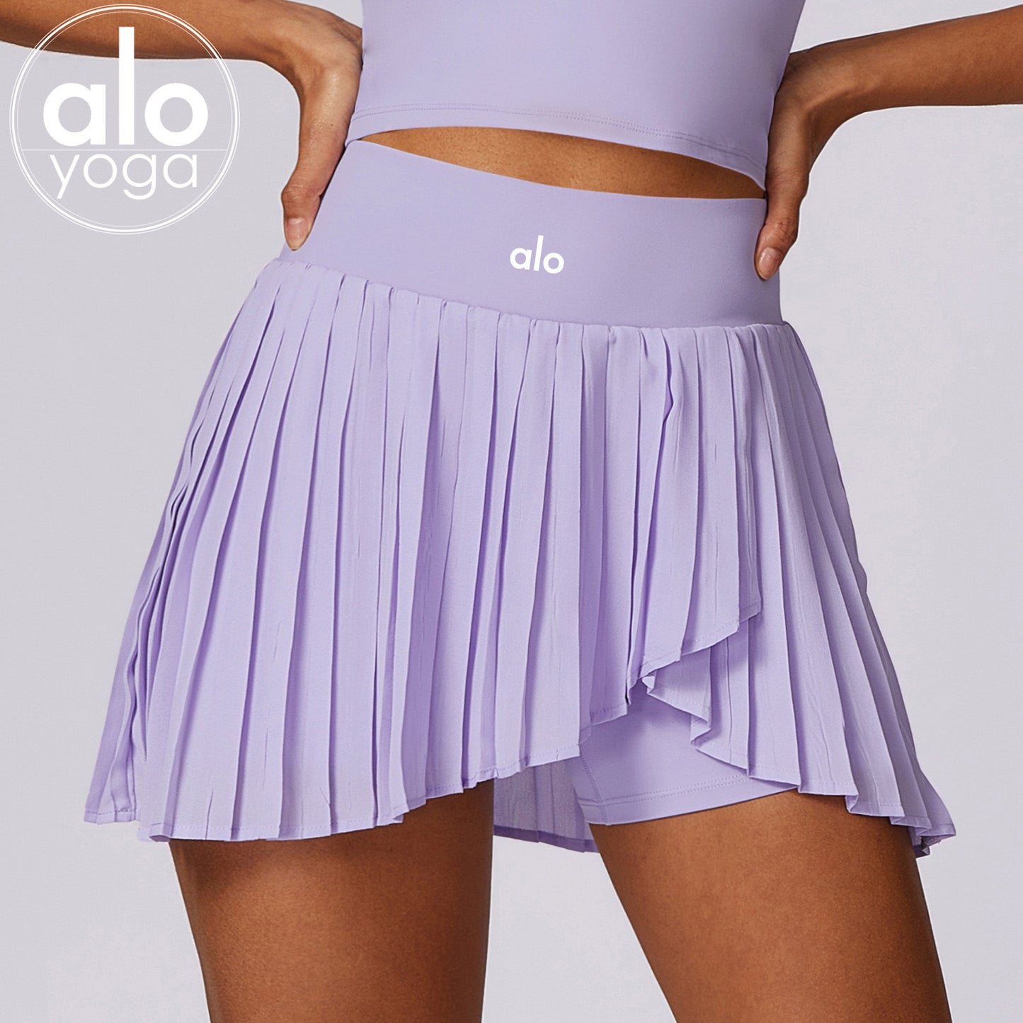 North American foreign trade original single Al0 tennis skirt fake two pieces of women's yoga fitness skirt anti-walking light quick-drying pleated skirt