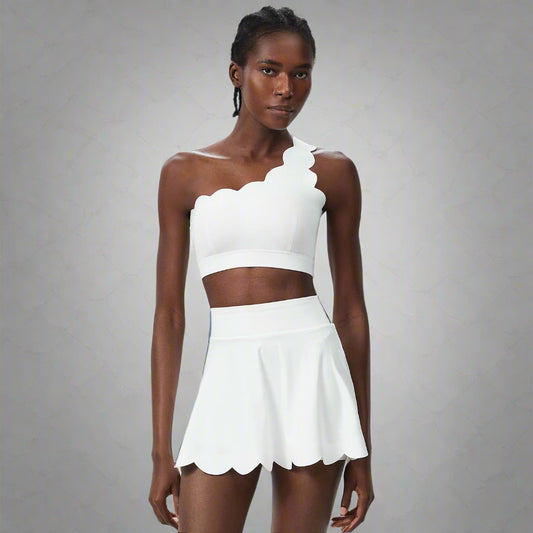 Jada Scallop Edge One-Shoulder Top & Skirt Set