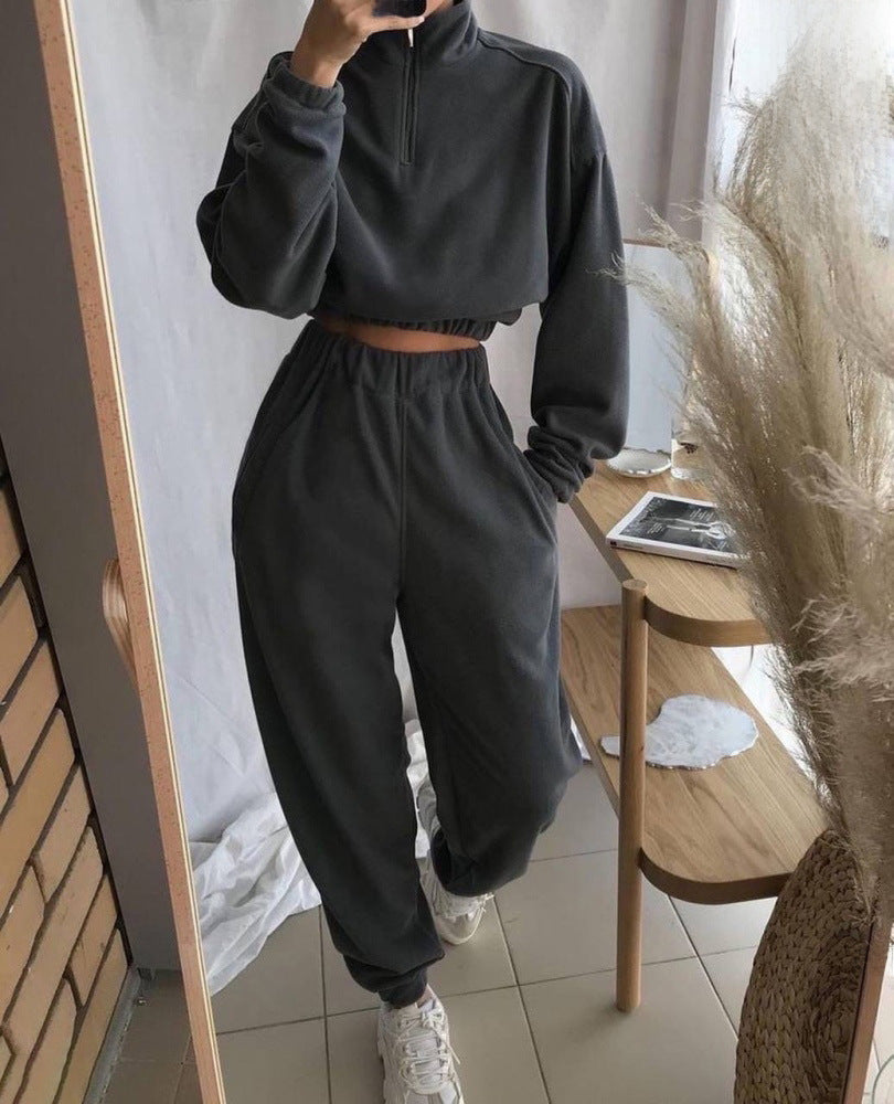 Casual two-piece winter fleece set