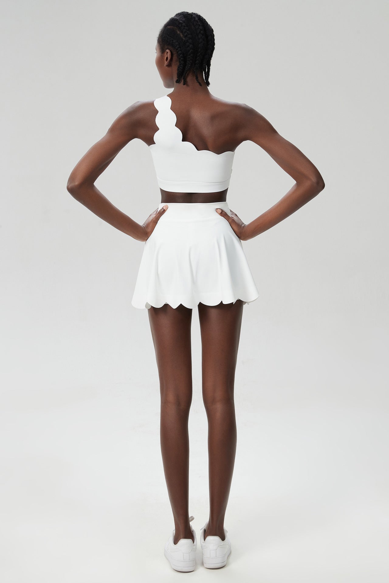 Jada Scallop Edge One-Shoulder Top & Skirt Set
