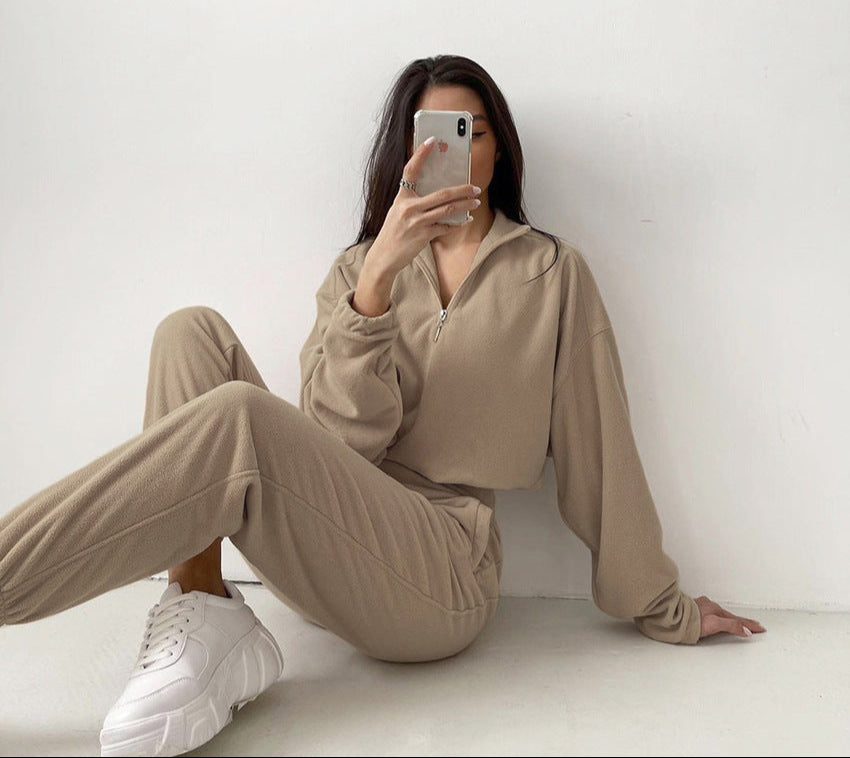 Casual two-piece winter fleece set