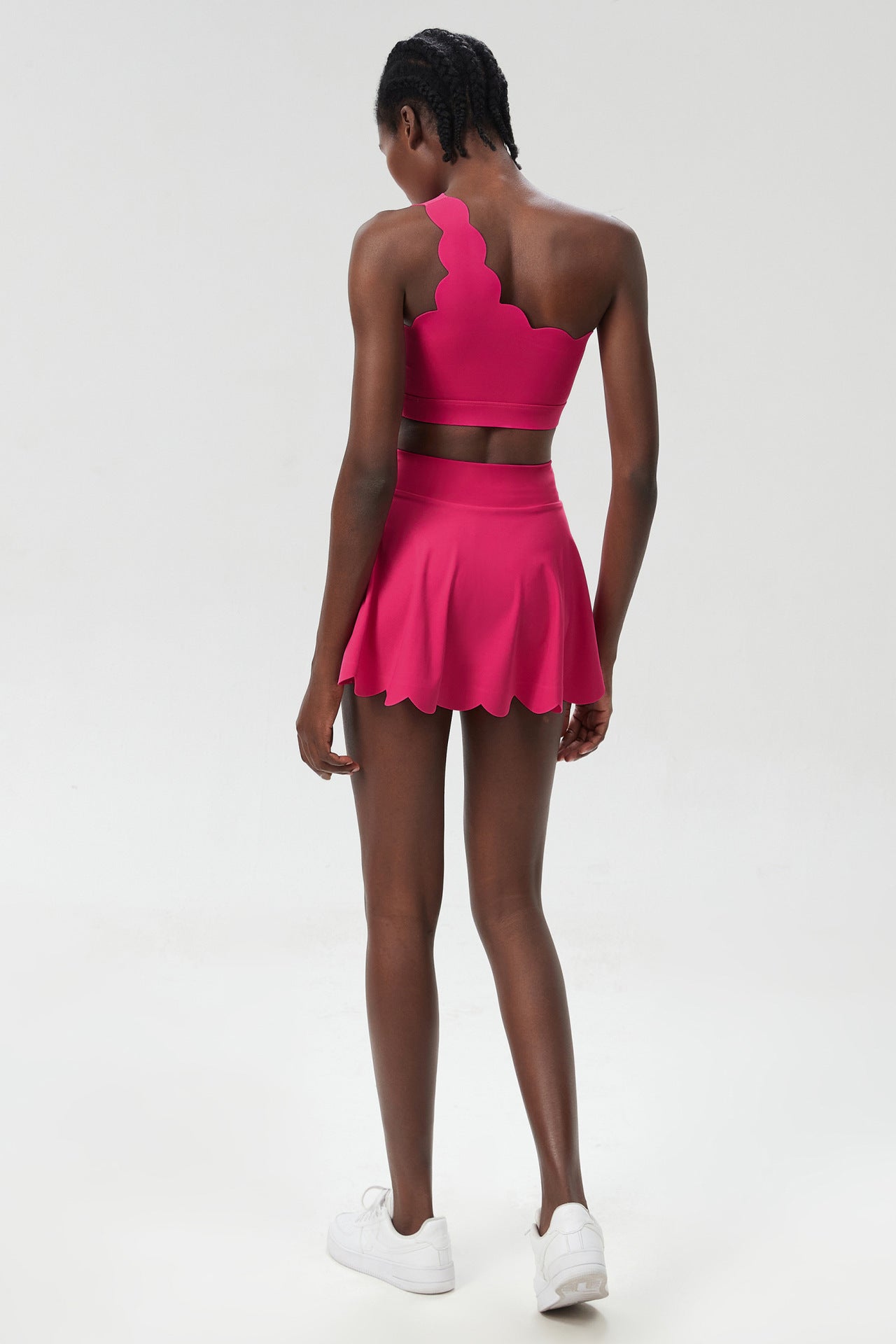 Jada Scallop Edge One-Shoulder Top & Skirt Set