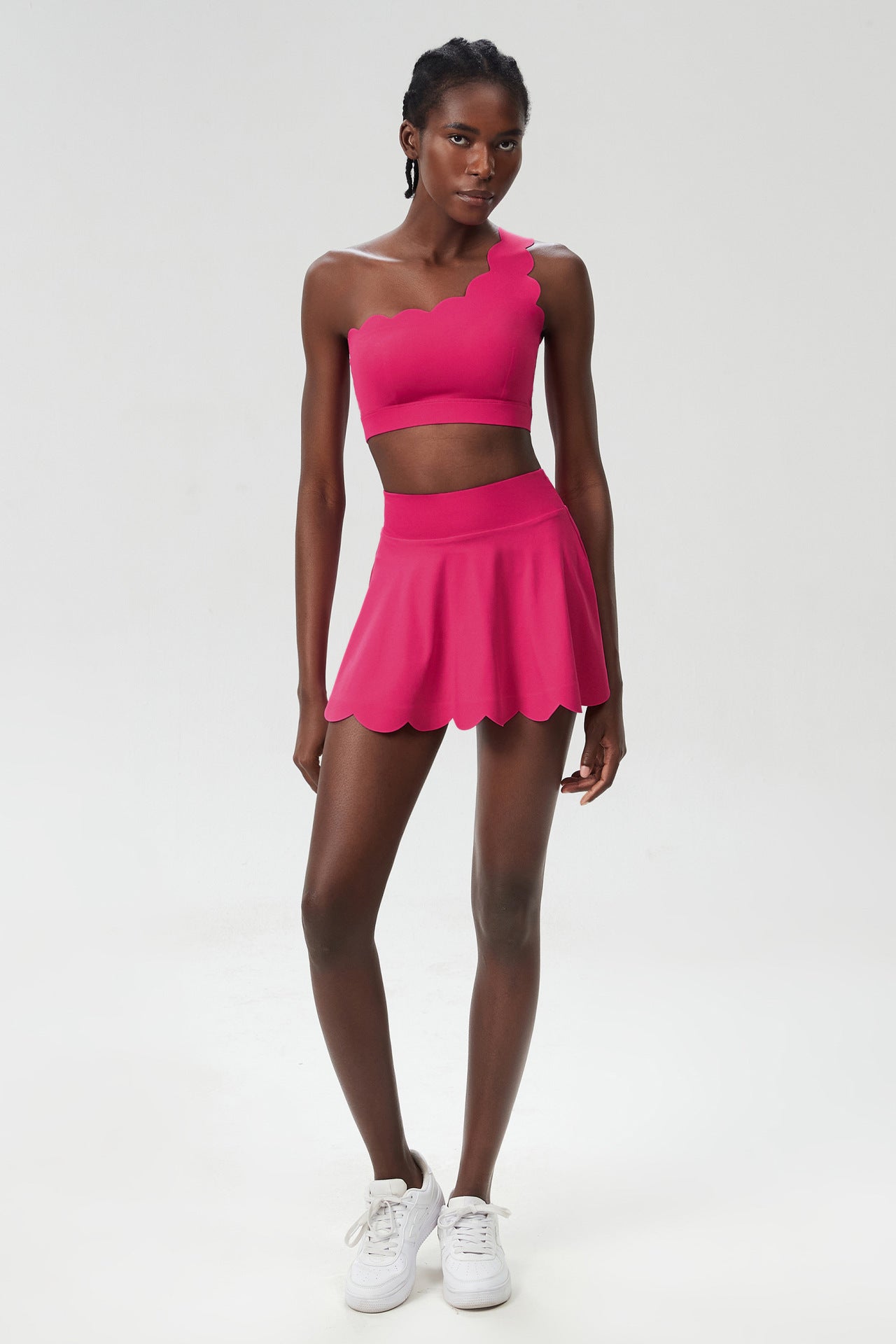 Jada Scallop Edge One-Shoulder Top & Skirt Set
